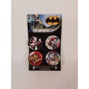 DC 4 Piece Button Set Harley Quinn Various Images C&D Visionary Good Condition